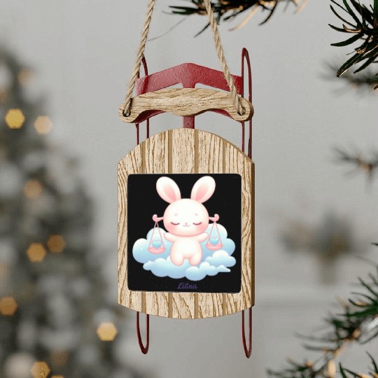 Sweet Bunny Libra Illustration Sled Ornaments