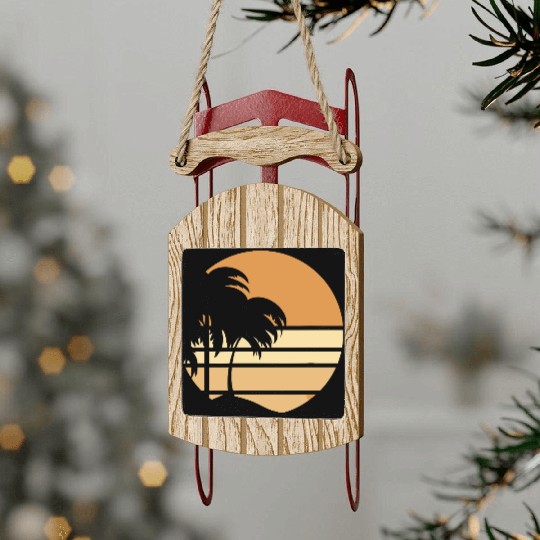 Sunset Palm Silhouette Design Sled Ornaments