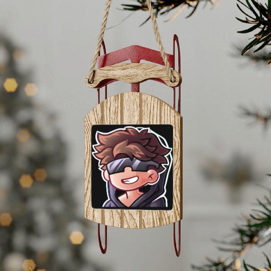 Cool Gamer Boy Logo – Fun Cartoon Avatar for Merch Sled Ornaments