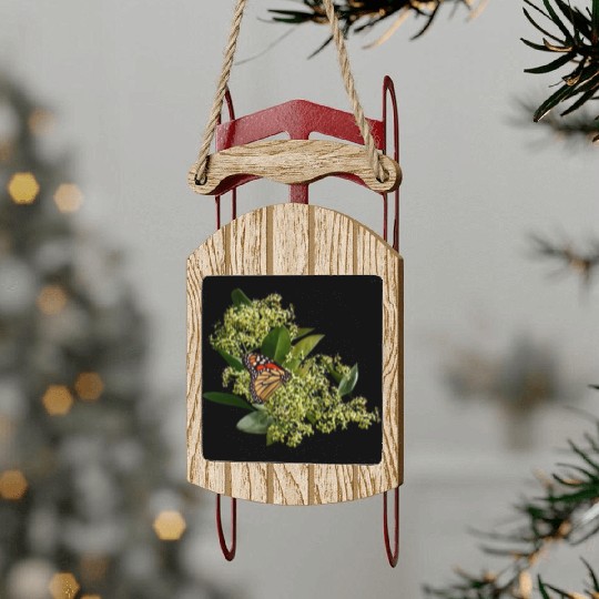 Monarch Butterfly on Euonymus Sled Ornaments