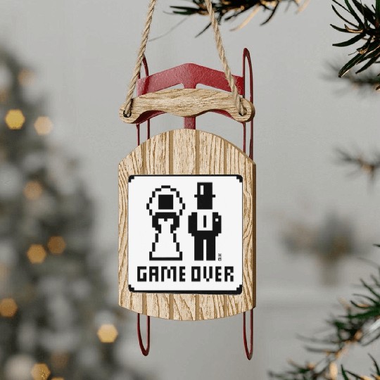 Game Over (Wedding Stag Party Night, Pixel, NEG W) Sled Ornaments