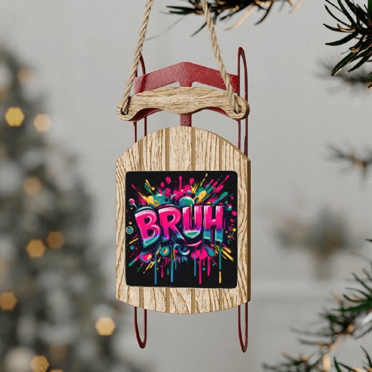 Colorful Graffiti Cheers Embrace Sled Ornaments