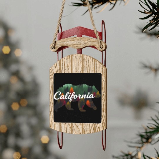 California Bear Forest Scene Sled Ornaments
