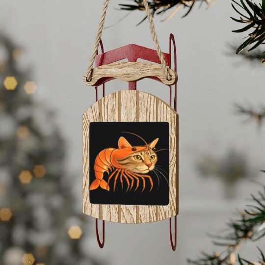 Trippi Troppi Italian Brainrot – Funny Shrimp Cat  Sled Ornaments