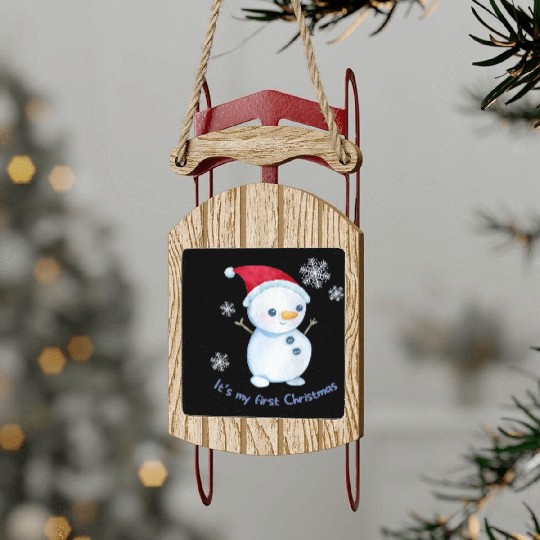 First Christmas Snowman  Sled Ornaments
