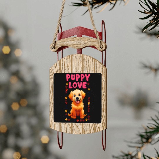Cute Puppy Love Illustration for Apparel Sled Ornaments