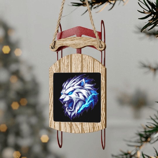 Fierce Lion with Lightning Embrace Sled Ornaments