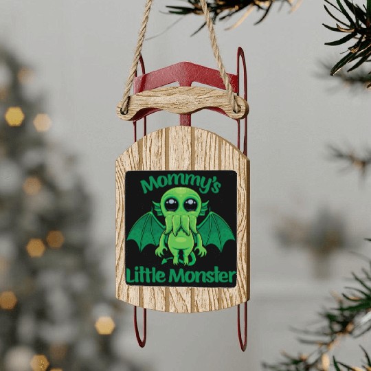 Mommy’s Little Monster Cthulhu Cuddles Sled Ornaments