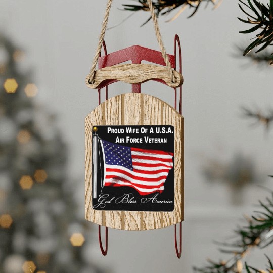 Proud Wife Of A US Air Force Veteran Sled Ornaments
