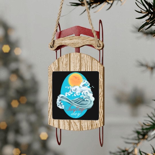 World Surfing Day Design Sled Ornaments