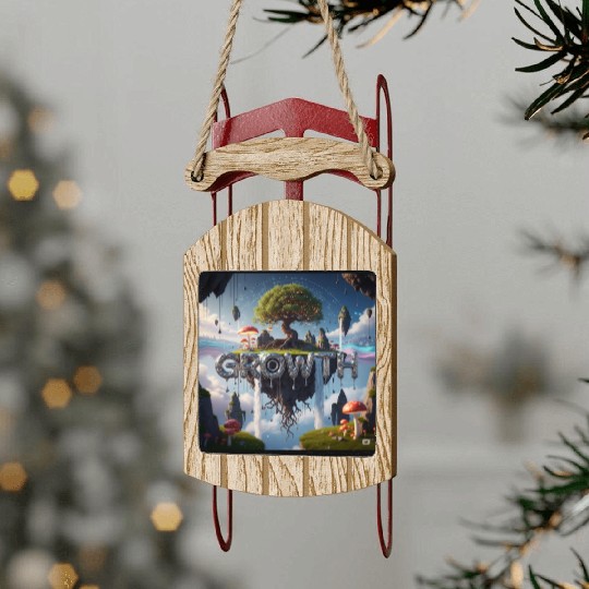 Floating Island Growth Illustration Sled Ornaments