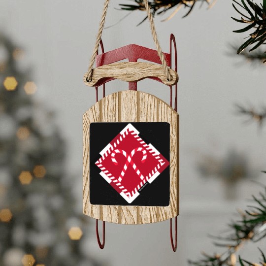 Red and White Crossed Canes  Sled Ornaments