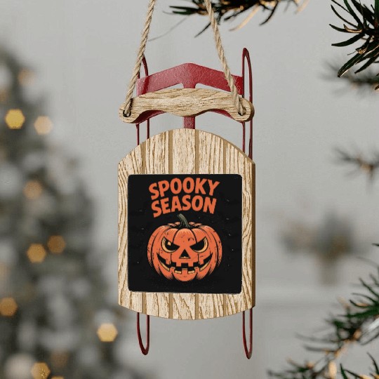 Spooky Season Pumpkin Sled Ornaments
