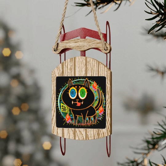 Nekomata Grumpy Cat with Vivid Sled Ornaments