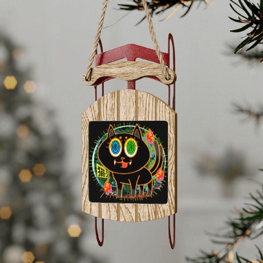 Nekomata Grumpy Cat with Vivid Sled Ornaments