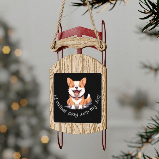 Joyful Corgi Playfulness Design Sled Ornaments