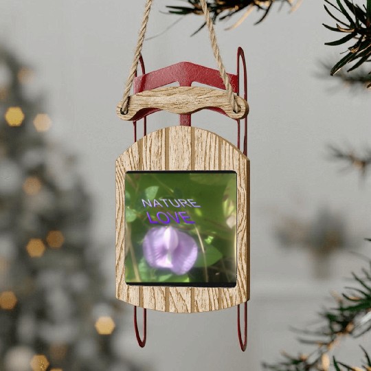 Nature Love with Purple Flower Art Sled Ornaments