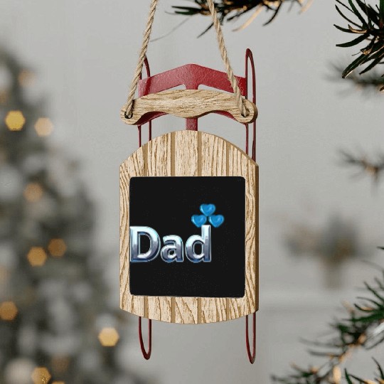 Blue Heart Balloon Dad Design Sled Ornaments