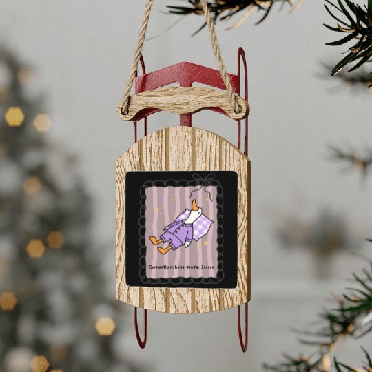 Silly Goose in Honk-Mode Pajama Design Sled Ornaments