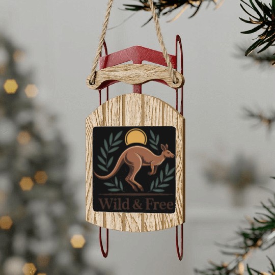 Kangaroo Embrace with Nature Motif Sled Ornaments
