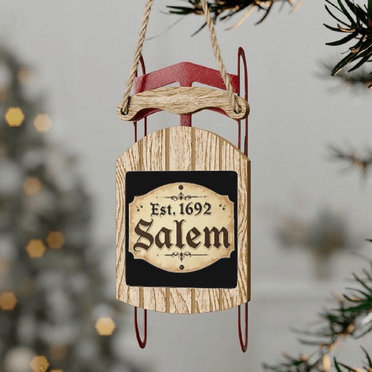 Vintage Salem Establishment Logo Design Sled Ornaments