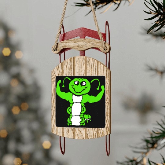 Caterpillar bodybuilder strong muscle training gym Sled Ornaments