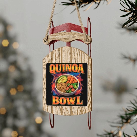 Quinoa Bowl Favorite Food Funny Weird 90s Quinoa Sled Ornaments