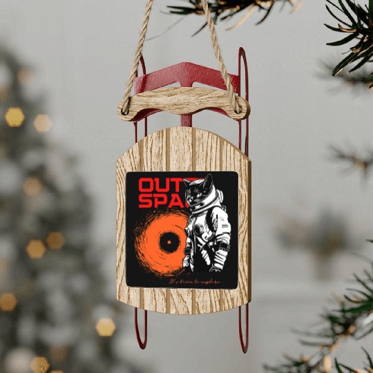 Space Cat Astronaut Adventure Sled Ornaments