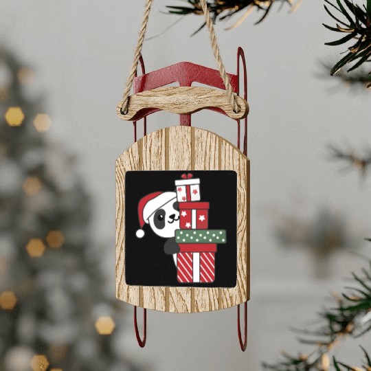 Panda Christmas Gift Winter Animals Pandas Sled Ornaments
