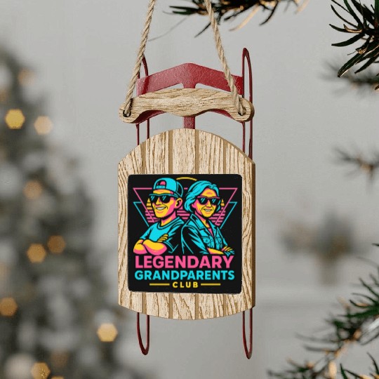 Legendary Grandparents Retro Neon Sled Ornaments