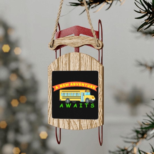 School Bus Awaits New Adventure Design Sled Ornaments