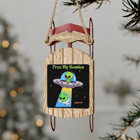 Free My Homies Area 51  Sled Ornaments
