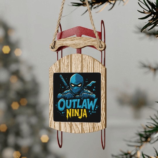 Outlaw Ninja Cartoon Design Sled Ornaments