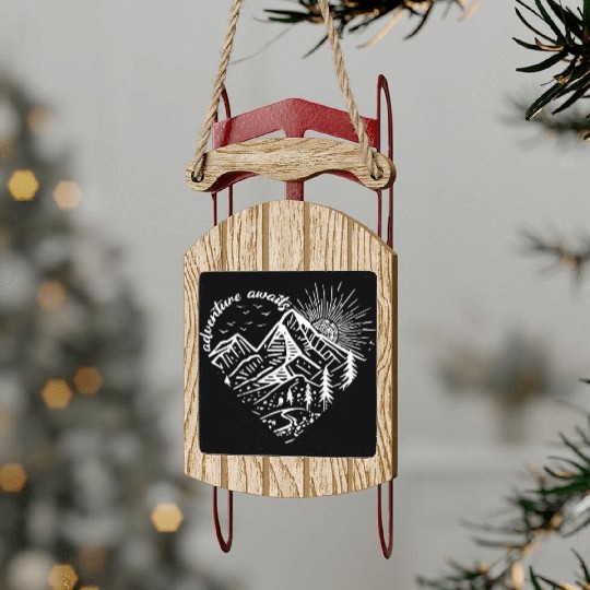 Sunrise Mountain Adventure Design Sled Ornaments