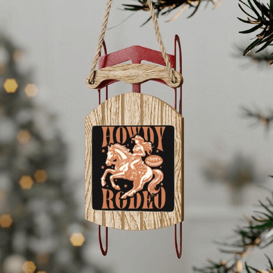 Empowered Cowgirl Riding Horse Sled Ornaments
