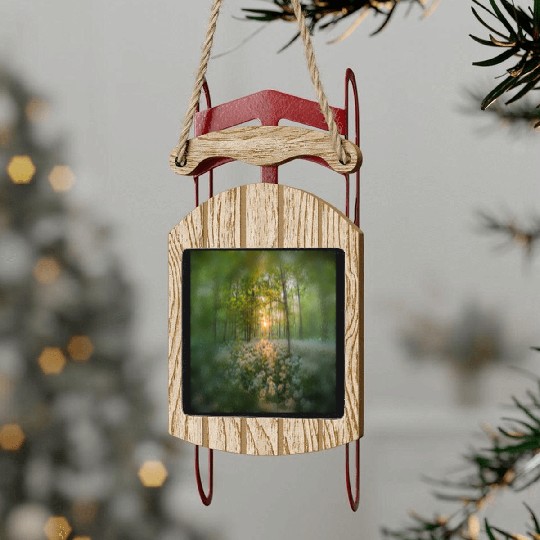 Sunlit Forest with Wildflowers Sled Ornaments