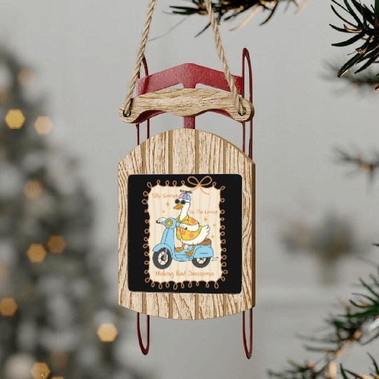 Silly Goose Riding Scooter Design Sled Ornaments
