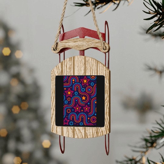 Neon Starburst Cosmic Pattern Sled Ornaments
