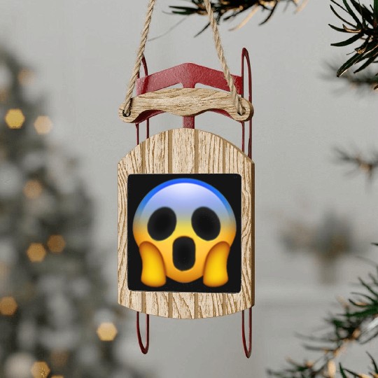 Expressive Scream Emmoticon Sled Ornaments