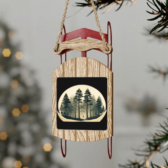 Mystical Forest Circle Design Sled Ornaments