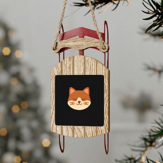 Minimal Cat Face – Cute Kitty Sled Ornaments