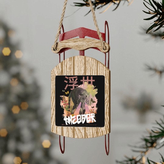 Mystical Tiger with Kanji & Boy Name THEODOR Sled Ornaments