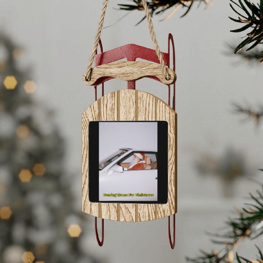 Santa's Joyful Ride Card Design Sled Ornaments
