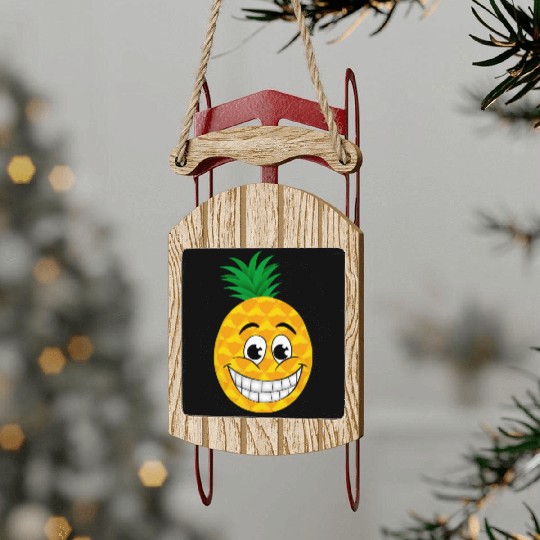 Happy cartoon pineapple sweet tropical summer Sled Ornaments
