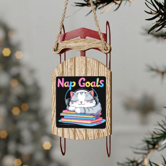 Cute Cat Nap Goals Design Sled Ornaments