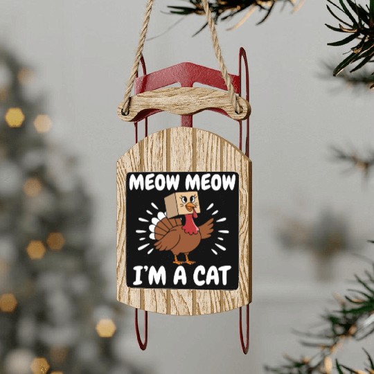 Turkey Sled Ornaments Funny Thanksgiving Cat Lover Gift