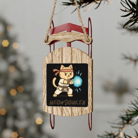 Meowdouken Street Fighter Sled Ornaments