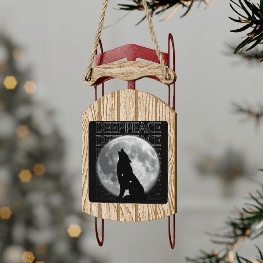 Wolf Howling at Full Moon Design Sled Ornaments
