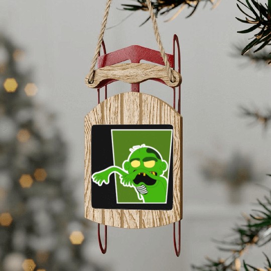 Grotesque Zombie Cartoon Design Sled Ornaments