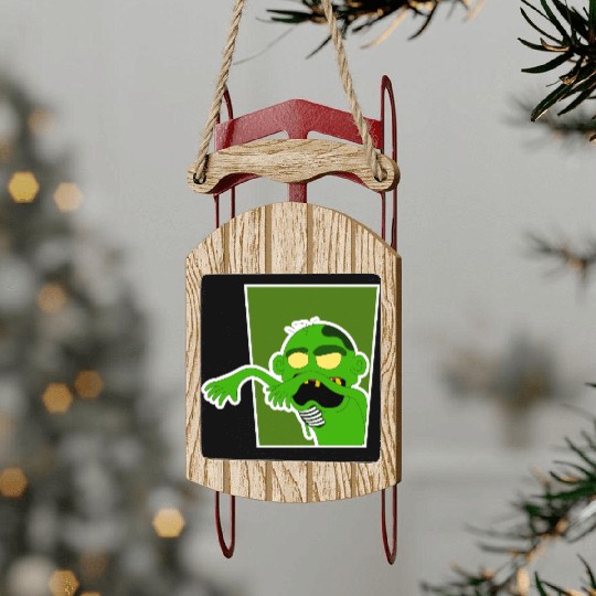 Grotesque Zombie Cartoon Design Sled Ornaments